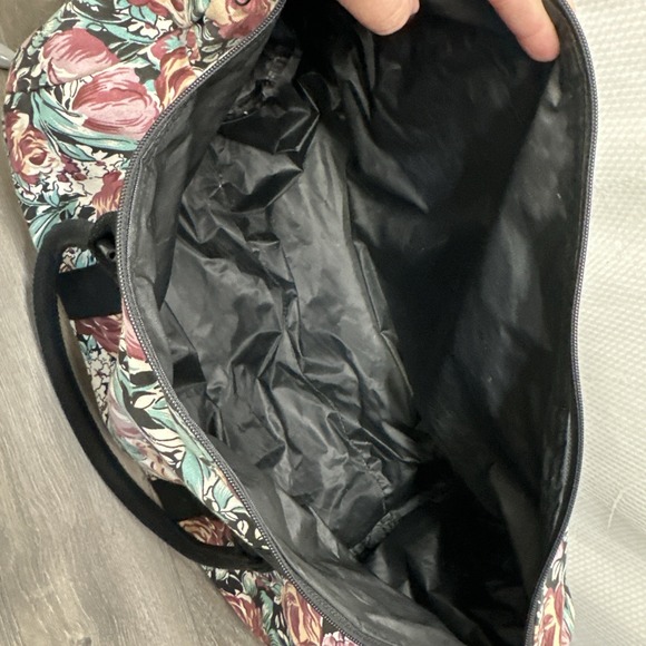Vintage Shoulder Travel Bag Floral 90s Avon Garden Bag Roses Packing Bag Gym Bag - Picture 5 of 7